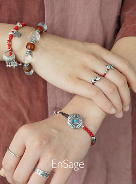 琥灵红玛瑙白水晶纯银手链