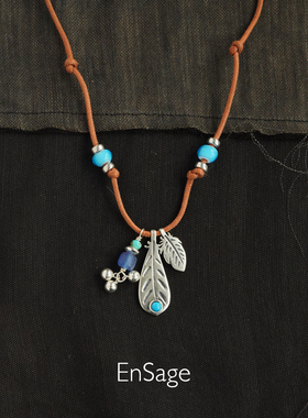 风语之羽纯银绿松石吊坠项链