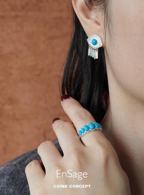 S925纯银多石位四爪戒指