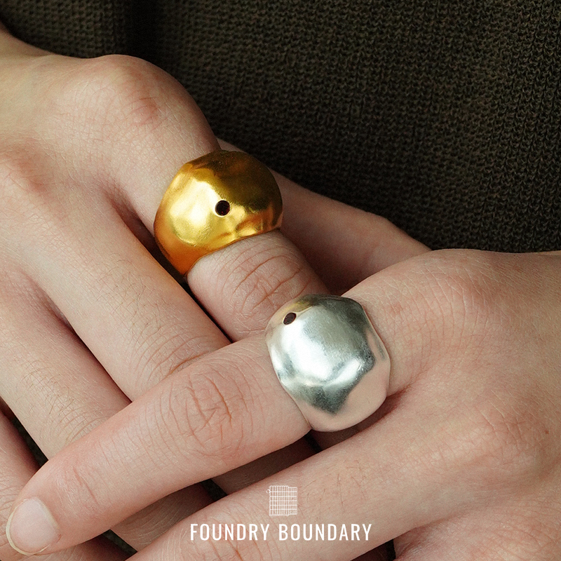 FOUNDRY BOUNDARY 石榴皮戒指 纯银原创小众设计师开口戒 默叙 - 图1