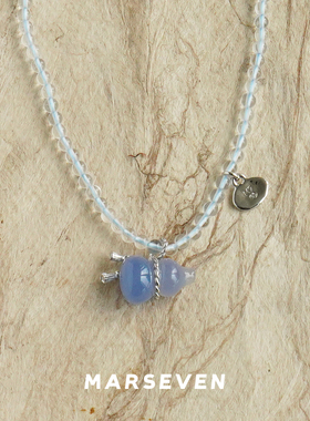 蓝紫色绳结葫芦串珠项链