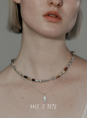 SALEEPEPE纯银蛋黄石串珠项链