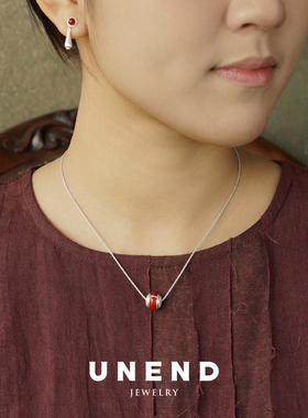 UNEND止续 纯银转序项链 红玛瑙原创设计吊坠锁骨链新年礼物 默叙