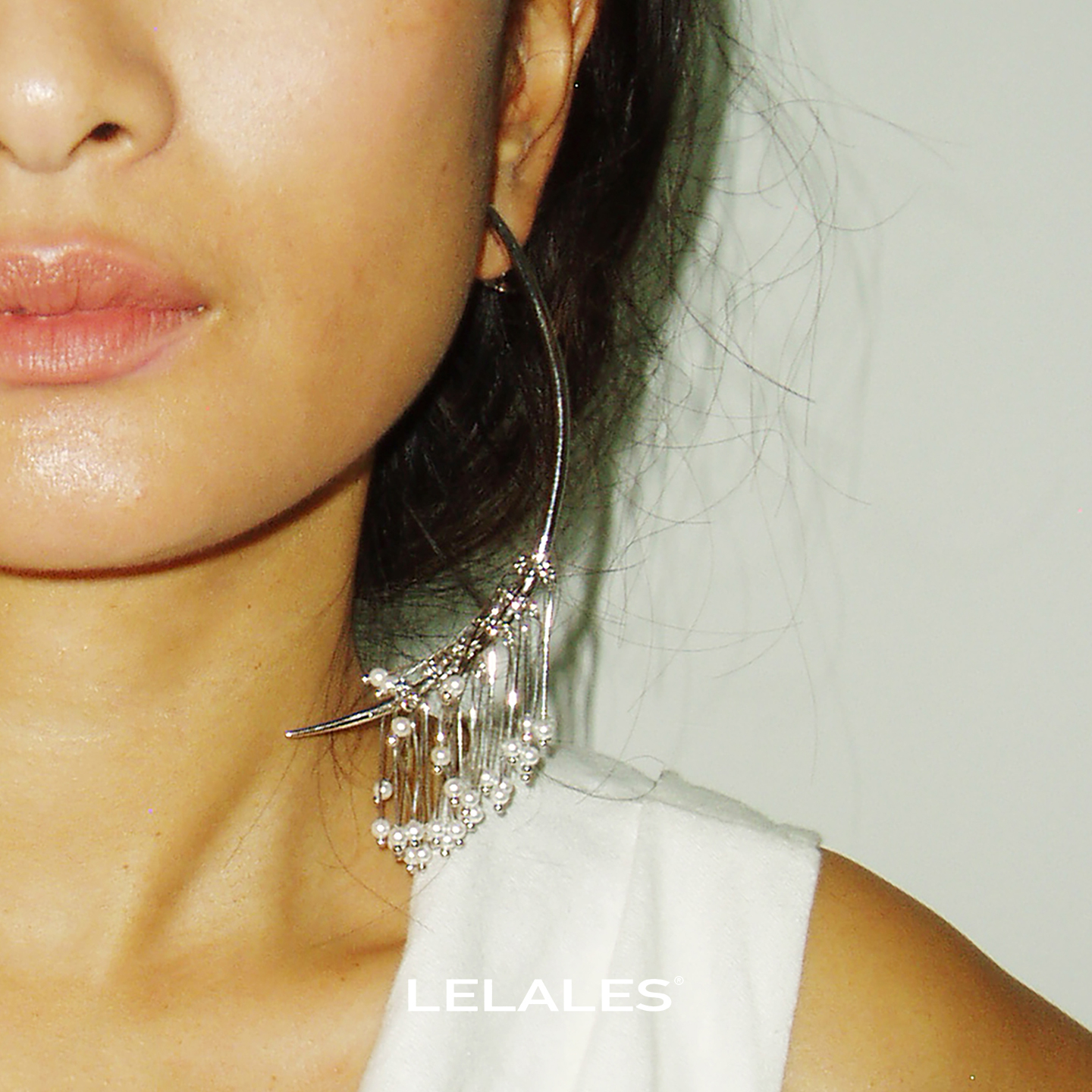 LELALES桑丘 雨松珍珠松果半串耳环 原创小众设计师个性耳饰 默叙 - 图0