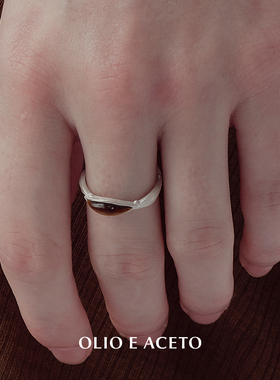 OLIO E ACETO油醋汁 纯银虎眼石玉髓花冠戒指 原创设计师银饰默叙