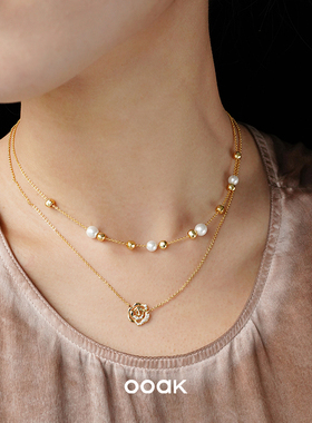 油画肌理泡沫珍珠抽拉项链