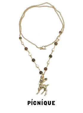 小鹿珍珠黑玛瑙长项链