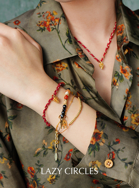 LAZYCIRCLES红运松果编绳项链