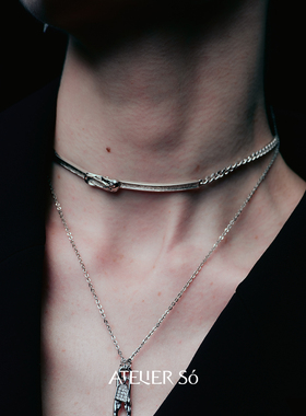 ATELIERSO倪索 纹理别针颈圈 原创设计气质高级感choker项链 默叙