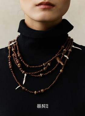 QIQI器契织芒乌金串珠长项链