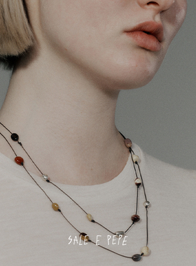 SALEEPEPE纯银蛋黄石双层项链