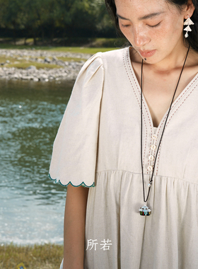 SERENESS所若 牧歌集蒙古包长项链 原创设计毛衣链度假质感 默叙