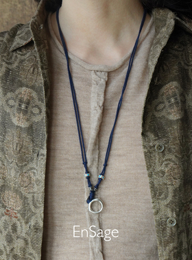 ENSAGE 逐风马项链 纯银绿松石原创小众设计师度假毛衣链 默叙