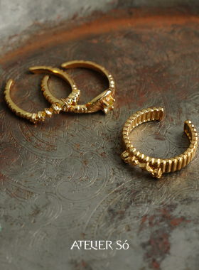 ATELIERSO倪索 碎克拉半圆圆柱戒指 纯银原创设计气质高级感默叙