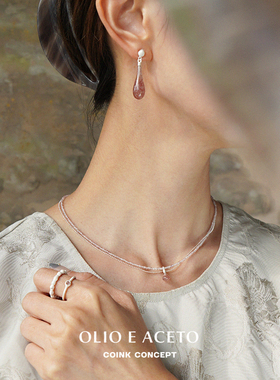 OLIOEACETO纯银草莓晶双层项链