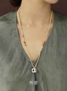 SERENESS所若檀木鼓凳麻编项链