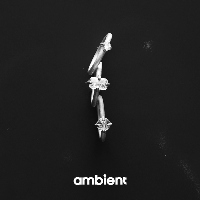 AMBIENT 倒钻套戒 925纯银原创小众设计师手工肌理高级感饰品 - 图3