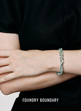FOUNDRY BOUNDARY 白水晶蓝磷灰纯银绳结手链 原创设计师银饰默叙