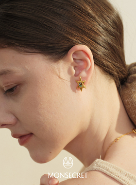 MONSECRET 耀光星微光星耳钉 原创设计小众复古度假质感耳饰 默叙