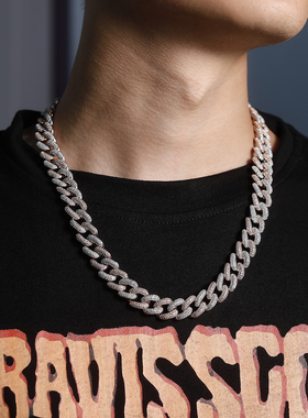 ins热卖新品20mm镀金古巴链锆石