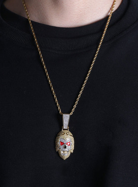 黑神话悟空国潮西游记中国风人物头像吊坠满锆石嘻哈潮项链首饰品