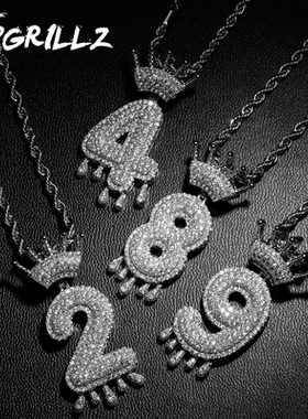 欧美情侣饰品镶锆石吊坠定制项链