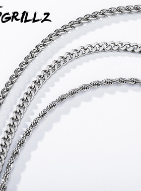 细古巴链男士钛钢龙骨麻花链保色