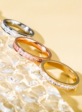 日韩风复古满钻情侣饰品戒指