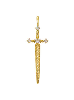 欧美流行满锆石正义之剑嘻哈吊坠跨境爆款镀金男女吊坠