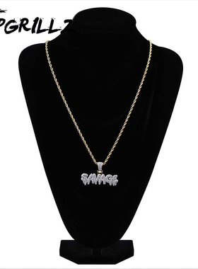 ins欧美爆款字母情侣镶锆石项链