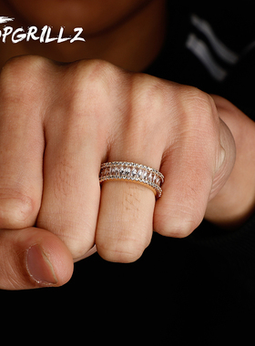 ins小众风满钻情侣hiphop指环