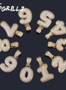 欧美复古个性0-9阿拉伯数字男女项链 满钻嘻哈number订制吊坠饰品