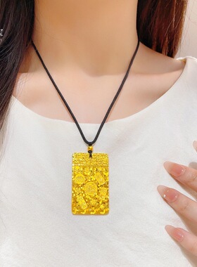 金色精致古法祥云百福安康无事牌吊坠挂坠实心平安无事牌项链