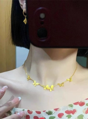 金包银漫天飞舞蝴蝶项链女宫廷风轻奢时尚百搭锁骨链2025新款