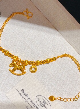 金色精致马上有钱手链女款轻奢小众设计感高级精致复古宫廷风手饰