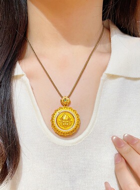 金色古法镶钻旋转八宝罗盘吊坠新中式镂空八宝罗盘挂坠