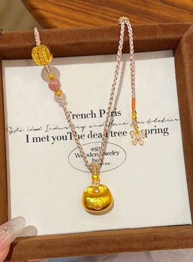 金包银点钻小胖福葫芦编绳项链女时尚百搭送女友平安扣吊坠