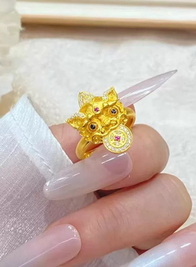 金包银 招财貔貅戒指女2025新款聚财指环礼物送女友