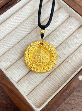 金包银錾刻吉言黄财神吊坠五路财神挂坠