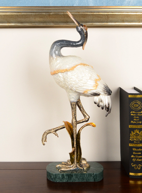 松鹤延年合金装饰新中式玄关摆件