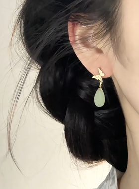”青青子衿，悠悠我心“水滴耳环