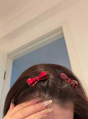 甜美红色蝴蝶结边夹韩系百搭发夹