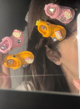 KT猫造型水钻少女边夹可爱鸭嘴夹