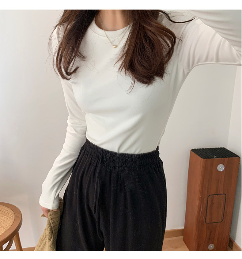 德绒打底衫女内搭秋冬新款保暖韩版百搭圆领套头宽松加绒t恤上衣,淘宝优惠券,粉丝福利购,淘宝优惠卷