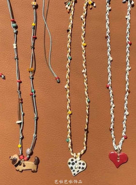 腊肠小狗项链动物吊坠小众设计独特新款毛衣链叠戴女配饰卫衣链潮