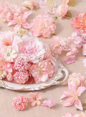 粉色系仿真花朵材料包