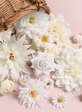 白色系仿真花假花花发饰服饰材料