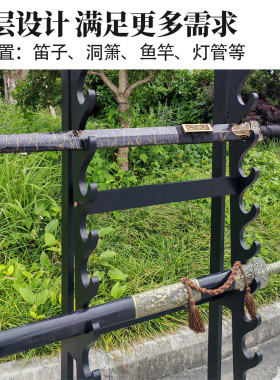 三角十层刀剑架实木材质