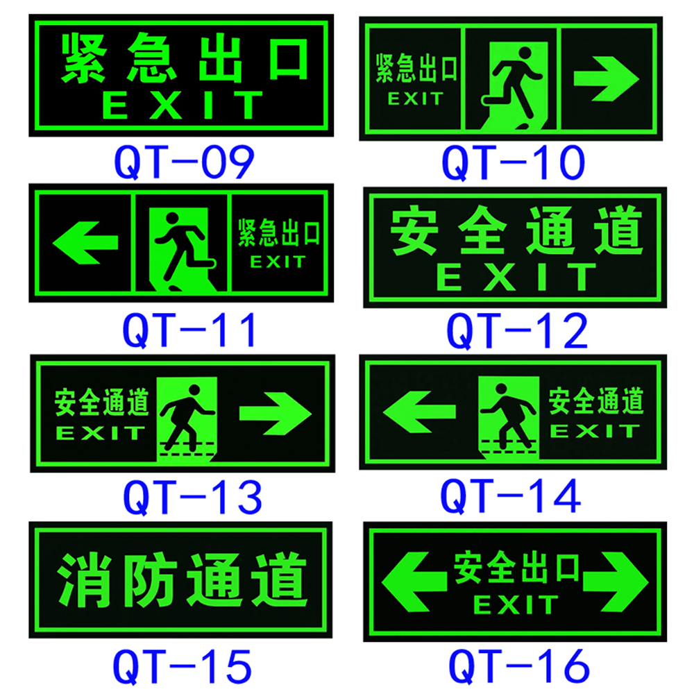消防夜光安全出口标志发光安全通道疏散应急逃生指示牌PVC墙贴-图1