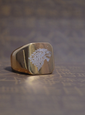 饰品镀金狼头百搭钛钢戒指